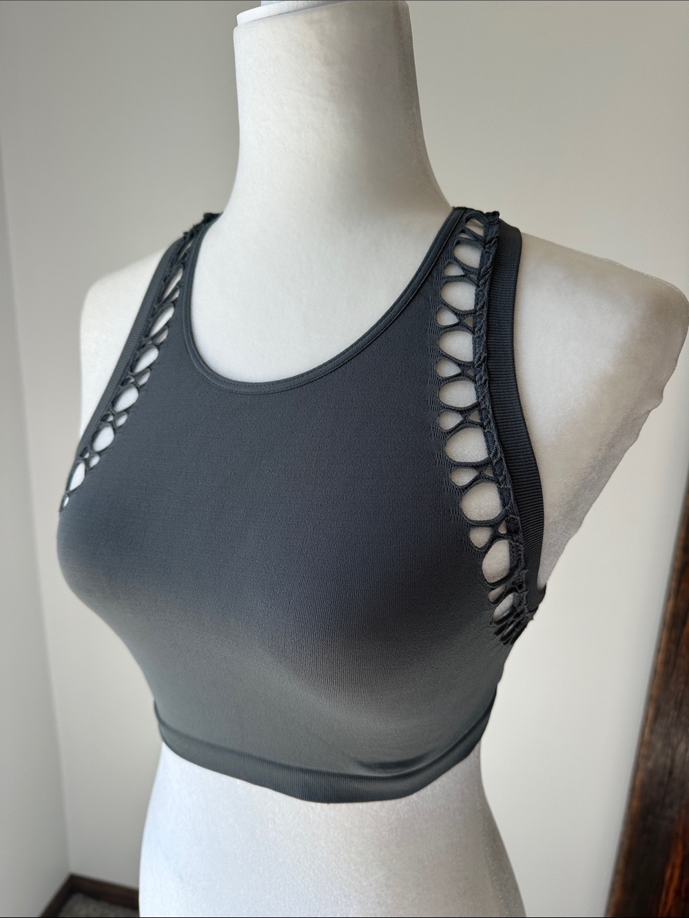 BKE Charcoal Gray Cutout Sports Bralette
